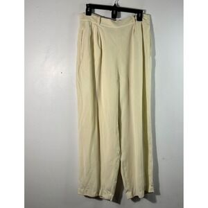 Vintage Via Seta Norma Flanagan Wide Leg High Waisted Silk Pants 32" Cream Flaw